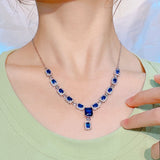 Vintage Silver Sapphire Choker Necklace for Women