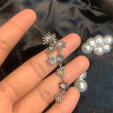 925 Silver Tassel Dangle Earrings Stars Wedding Jewelry