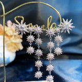925 Silver Tassel Dangle Earrings Stars Wedding Jewelry
