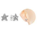 925 Crystal Stud Earrings Heart Star Round Huggie Earring Women Piercing Brincos