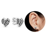 925 Crystal Stud Earrings Heart Star Round Huggie Earring Women Piercing Brincos