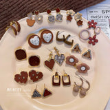 Milk Coffee Series Retro Earrings Collection Korea Ins Love Flower Earrings