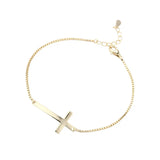 925 Silver Sideway Cross Bracelet Crucifix Women