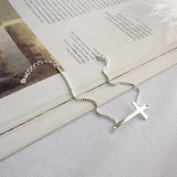 925 Silver Sideway Cross Bracelet Crucifix Women