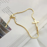 925 Silver Sideway Cross Bracelet Crucifix Women