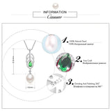 Elegant Freshwater Pearl Necklace with Green Crystal Pendant