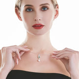 Elegant Freshwater Pearl Necklace with Green Crystal Pendant