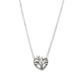 Mother's Silver High Heart Family Tree Collier Necklace Bracelet Set