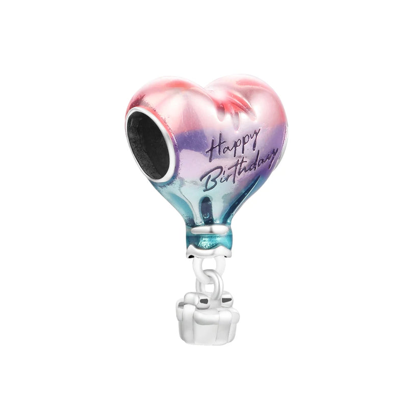 Mom's Bday Hot Air Balloon 925 Silver DIY Bead for Bracelet
