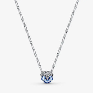Mother's High Jewelry Pansy Flower Pendant Necklace Spring Summer Gift Charm