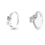 Mother's 925 Silver Double Heart Family Pan Ring Gift Women