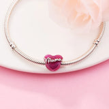 Mother's Love Mama Heart Charm 925 Silver Jewelry for Bracelets