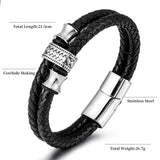 Multi-layer Titanium Steel Bracelet for Men Real Leather Rope