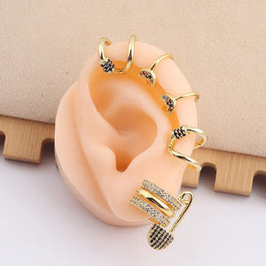 Micro Inlay Zircon Paper Clip Stud Earrings