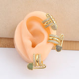 Micro Inlay Zircon Paper Clip Stud Earrings
