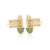 Micro Inlay Zircon Paper Clip Stud Earrings