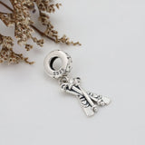 925 Silver High winter ski poles snowboard boy pendant for DIY jewelry