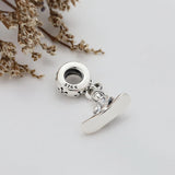 925 Silver High winter ski poles snowboard boy pendant for DIY jewelry