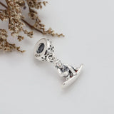 925 Silver High winter ski poles snowboard boy pendant for DIY jewelry