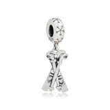 925 Silver High winter ski poles snowboard boy pendant for DIY jewelry