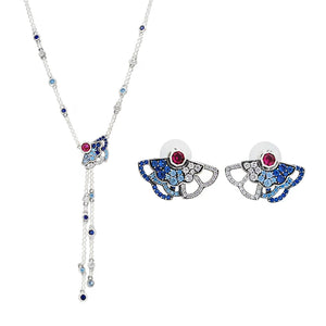 Silver Exaggerated Large Earring Necklace Set