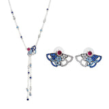 Silver Exaggerated Large Earring Necklace Set