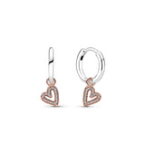 925 Silver Pan Butterfly Hoop Freehand Heart Earrings & Purple Pansy Flower Ring