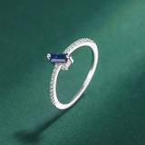 Deep Sapphire Baguette Couples Ring Sterling Silver