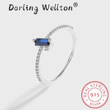 Deep Sapphire Baguette Couples Ring Sterling Silver