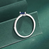 Deep Sapphire Baguette Couples Ring Sterling Silver