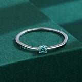 Classic Paraiba Round Emerald Sterling S925 Silver Couple Ring