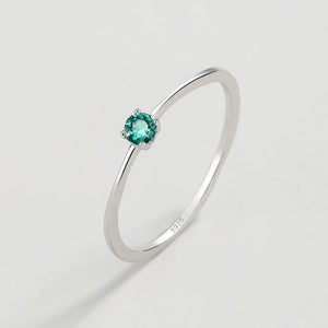 Classic Paraiba Round Emerald Sterling S925 Silver Couple Ring
