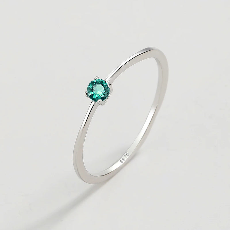Classic Paraiba Round Emerald Sterling S925 Silver Couple Ring