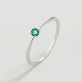 Classic Paraiba Round Emerald Sterling S925 Silver Couple Ring