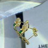 Daisy Emerald Earring Diamond Crystal Zircon Anniversary Gift