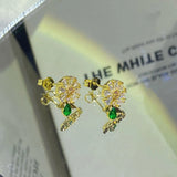 Daisy Emerald Earring Diamond Crystal Zircon Anniversary Gift