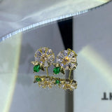 Daisy Emerald Earring Diamond Crystal Zircon Anniversary Gift