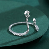 Emerald Snake Head Couple Ring Sterling Silver Engagement Gift