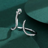 Emerald Snake Head Couple Ring Sterling Silver Engagement Gift