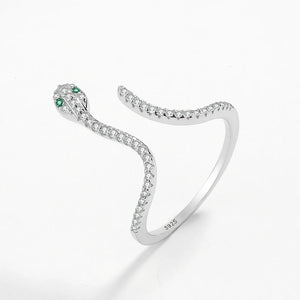 Emerald Snake Head Couple Ring Sterling Silver Engagement Gift