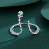 Emerald Snake Head Couple Ring Sterling Silver Engagement Gift