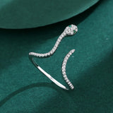 Emerald Snake Head Couple Ring Sterling Silver Engagement Gift
