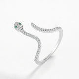 Emerald Snake Head Couple Ring Sterling Silver Engagement Gift