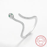 Emerald Snake Head Couple Ring Sterling Silver Engagement Gift
