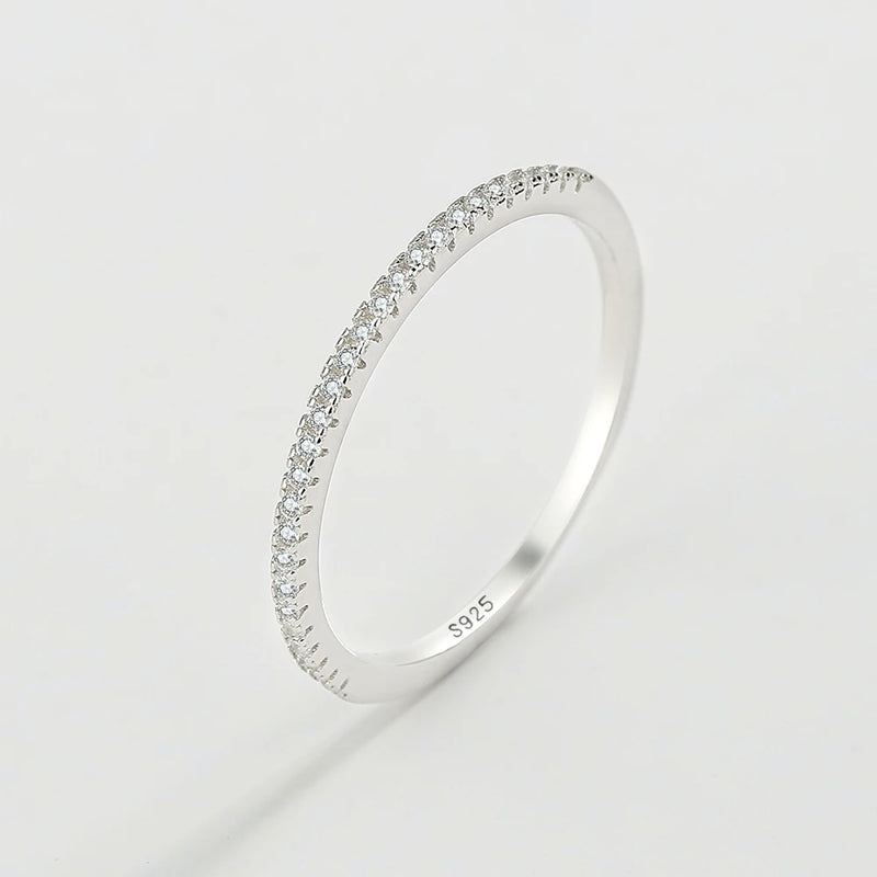 S925 Silver Micro Pave Diamond CZ Crystal Ring Wedding Engagement Gift