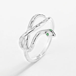 Layer Winding Snake Head Shape Couple Ring Sterling Silver Anniversary