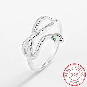 Layer Winding Snake Head Shape Couple Ring Sterling Silver Anniversary