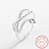 Layer Winding Snake Head Shape Couple Ring Sterling Silver Anniversary