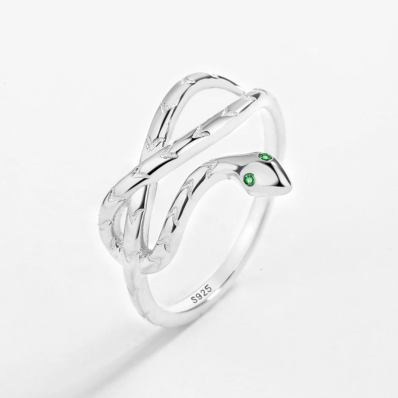 Layer Winding Snake Head Shape Couple Ring Sterling Silver Anniversary