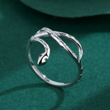 Layer Winding Snake Head Shape Couple Ring Sterling Silver Anniversary